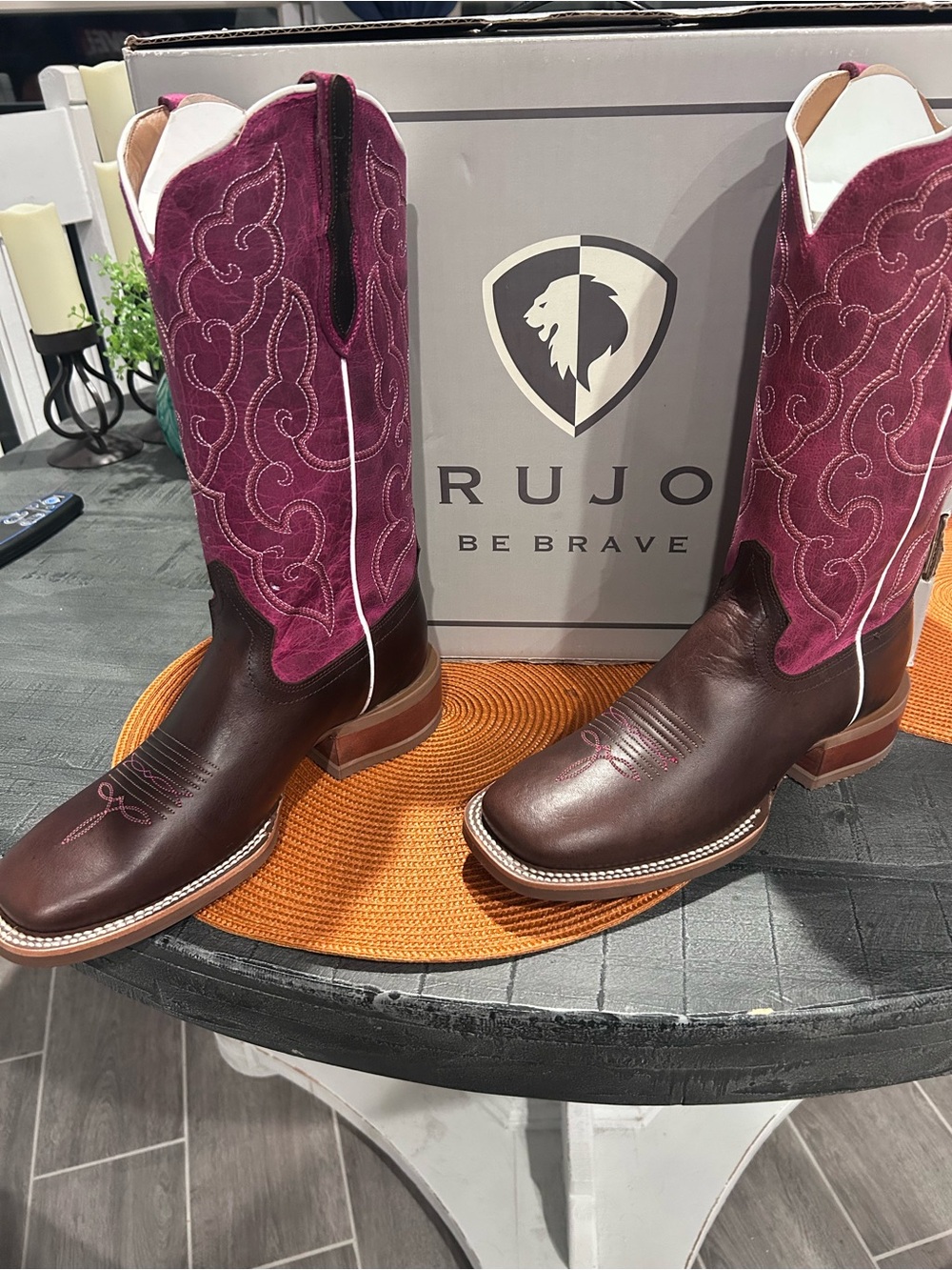Women’s Rujo Chestnut & Pink Western Cowboy Boots